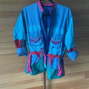 Vintage Nepalese Reversible Colorful Utility Jacket Women